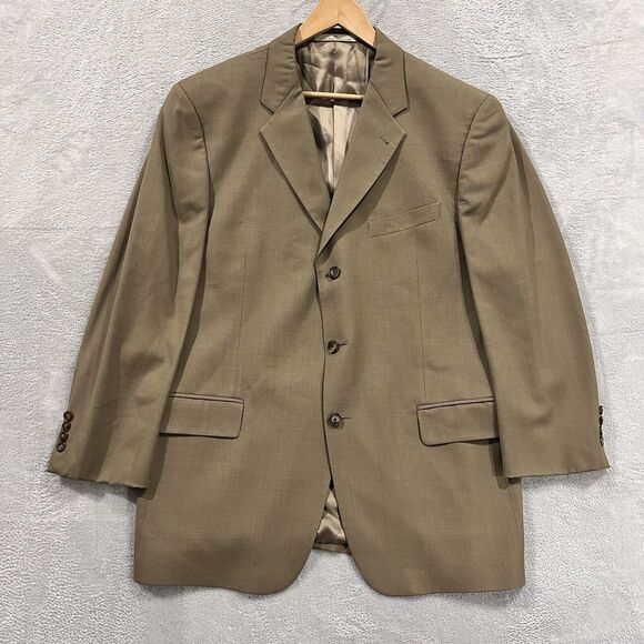 Joseph Abboud Blazer Jacket Men's 42R Super 110s‎ Wool Khaki Brown - Picture 1 of 12